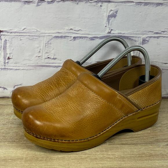 Dansko Professional Honey Distressed Leather Clogs EU 39 US 8.5-9 Wide Slip On - Picture 3 of 8